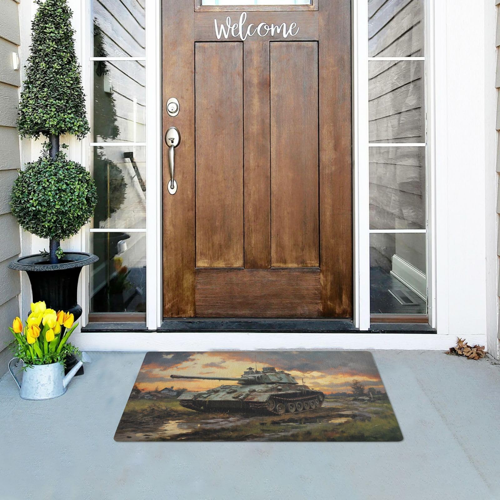 Amazon.com: WOIWB Doormat Tank Print, Welcome Mat 20x32 inches
